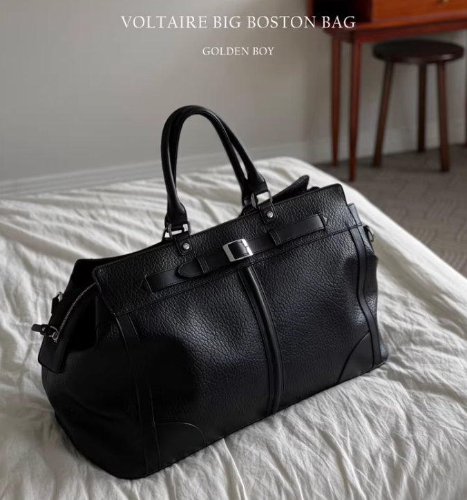 Black Leather Duffel Bag