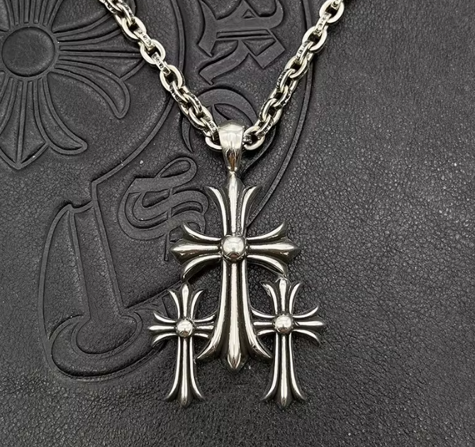 Chrome Hearts 3 Crosses Necklace (S925 Silver)
