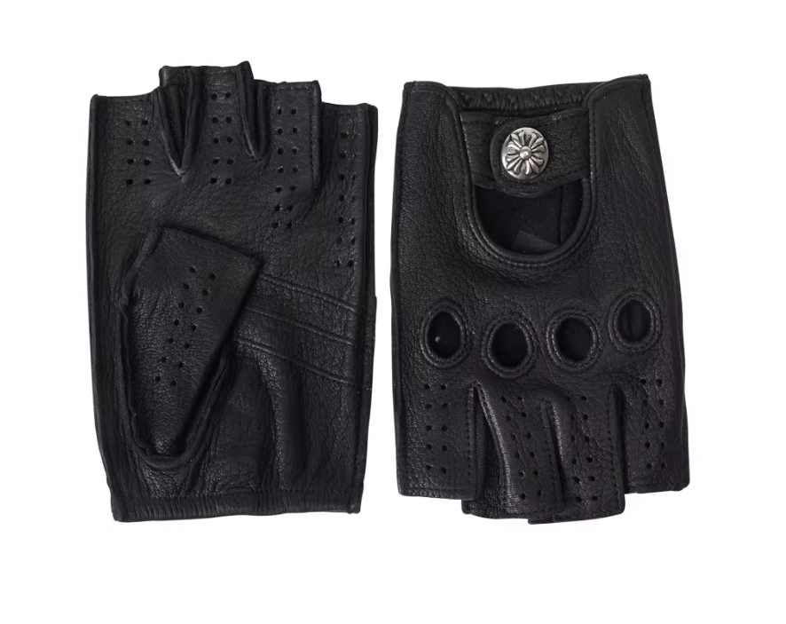 Chrome Hearts Half-Finger Gloves (Genuine Leather)