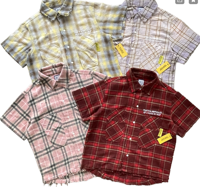 Cough Syrup Plaid Short Sleeve Button Up