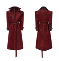 SEE Red Faux Two-Piece Suede Long Coat