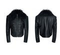 SEE Detachable Fur Collar Leather Jacket