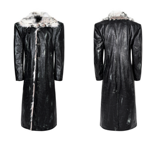 SEE Hand-Painted Distressed Long Leather Coat (2 Colors)
