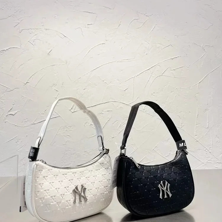 Black MLB letter embossed shoulder bag