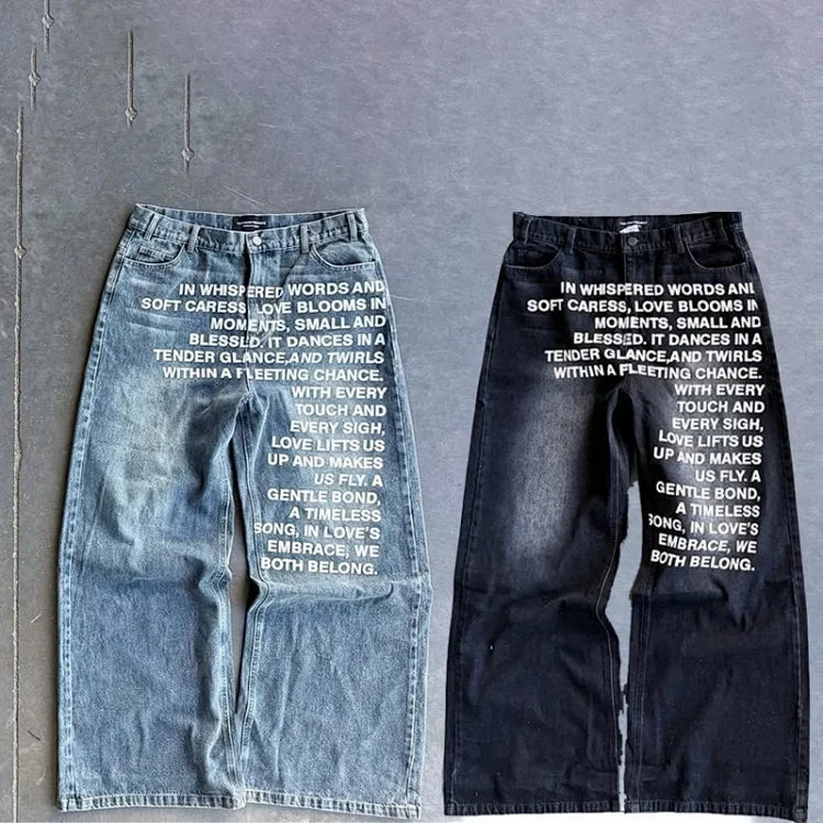 Deeptown vintage washed blue wide-leg jeans