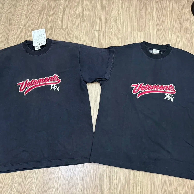 Vetements Black Oversized Cotton Knit T-Shirt