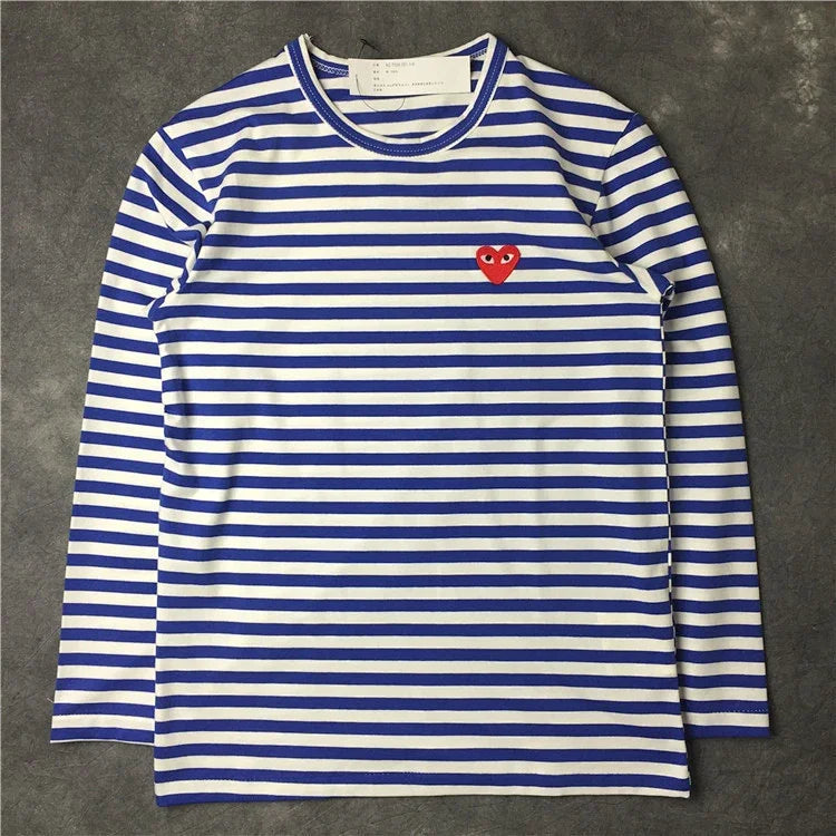 Comme des Gar?ons Play blue and white striped long-sleeved T-shirt