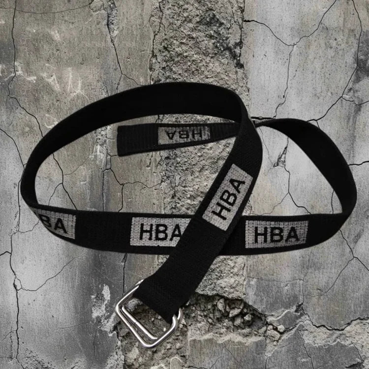 Hood By Air (HBA) brand double-ring buckle letter print belt