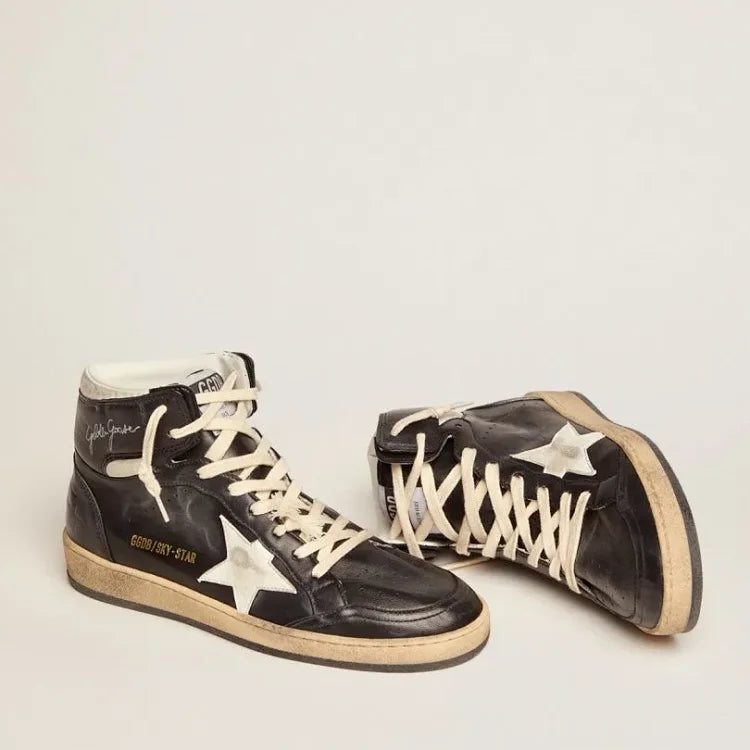 Black leather Golden Goose Sky-Star high-top sneakers