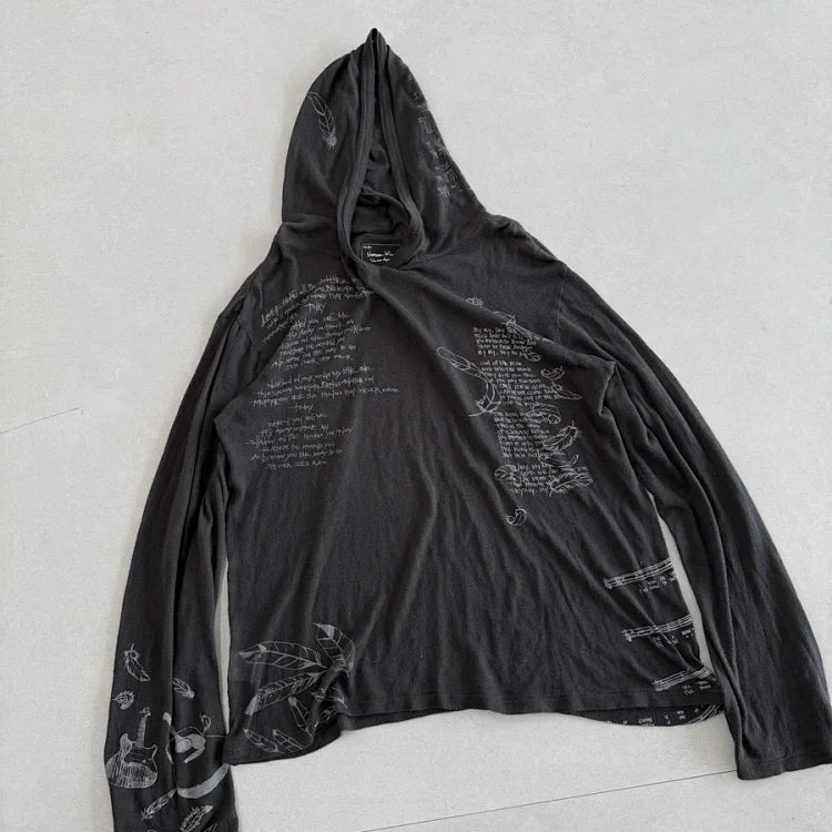 Number (N)ine 2008 Spring/Summer Birds Archive Collection Black Hoodie
