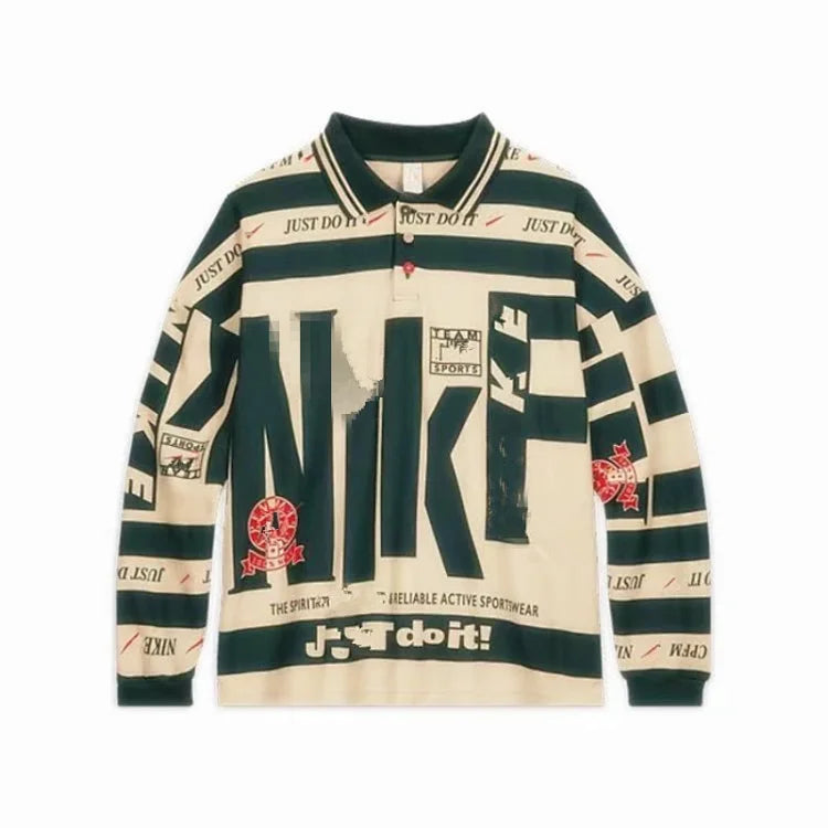 Beige and green Nike x Cactus Plant Flea Market long-sleeved polo shirt