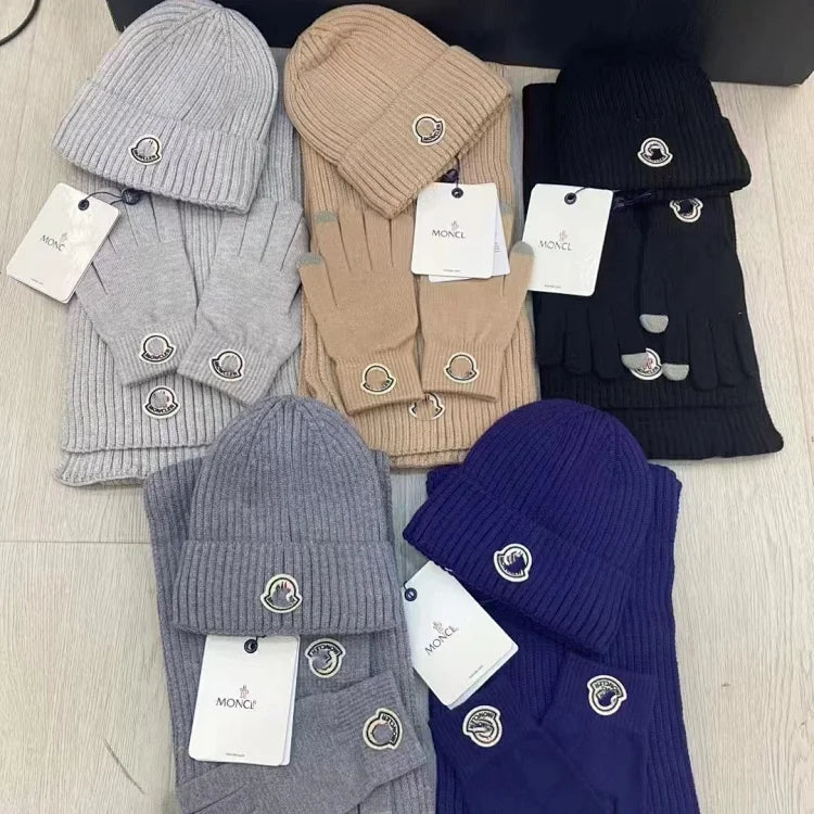 Moncler hat, scarf, gloves, three-piece set