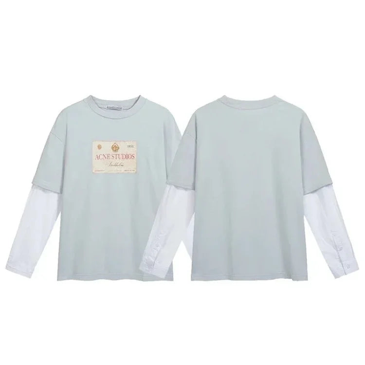 Light blue Acne Studios layered long-sleeved T-shirt