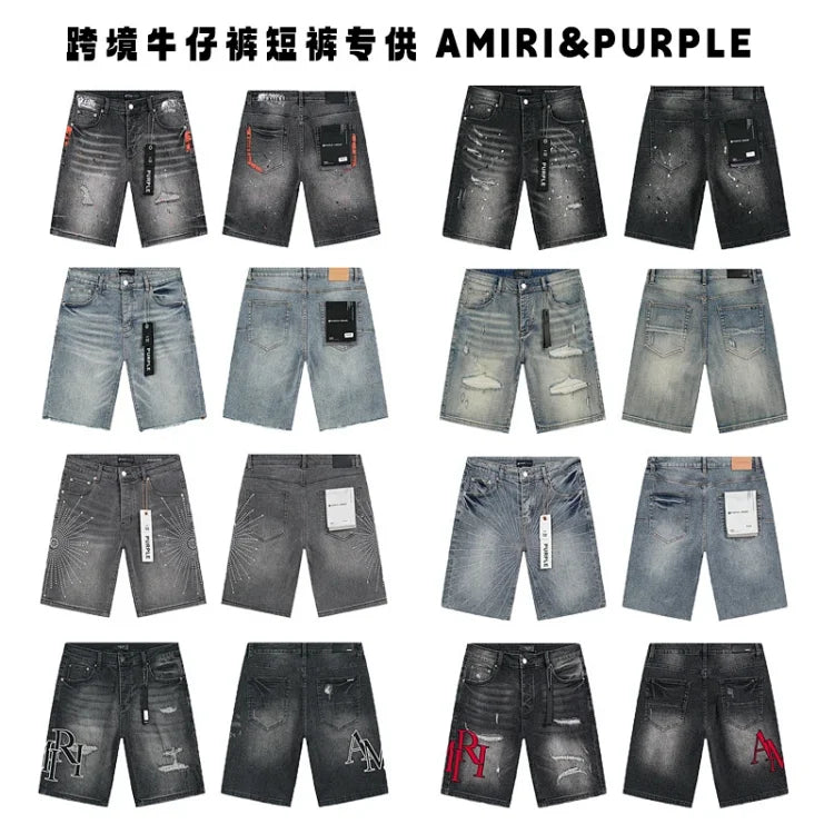 Amiri and Purple brand men's denim shorts