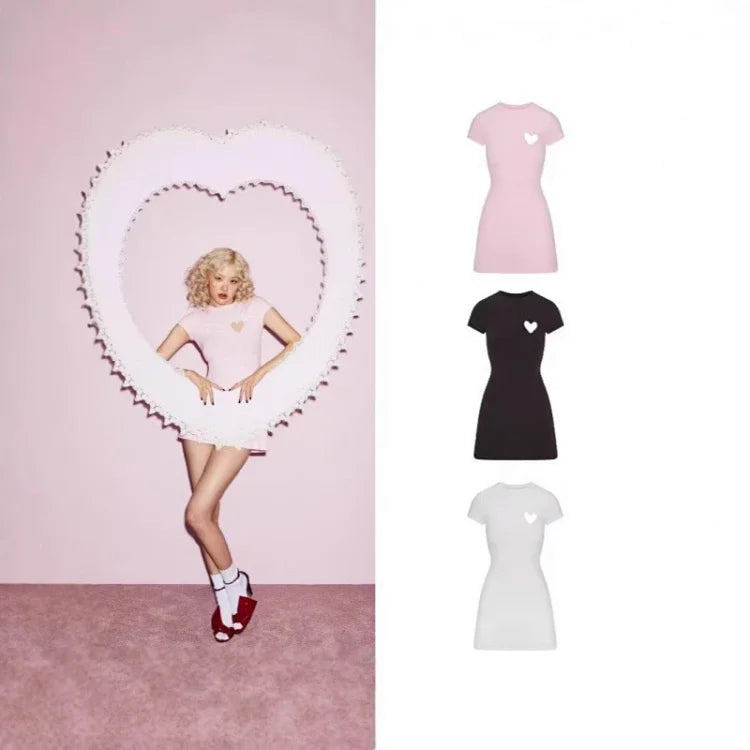 SKIMS Valentine's Day Collection Cotton Knit Heart Mini Dress