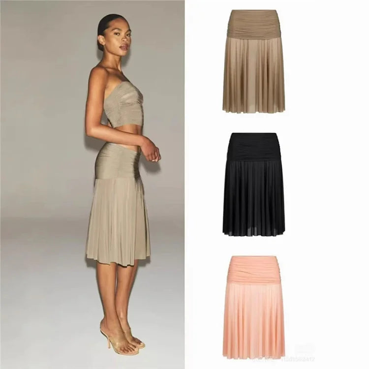 SKIMS Milky Sheer Midi Skirt and Strapless Top Set