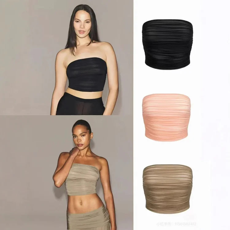 SKIMS off-white sheer cropped top