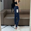 Navy blue Lululemon Wunder Train high-waisted leggings