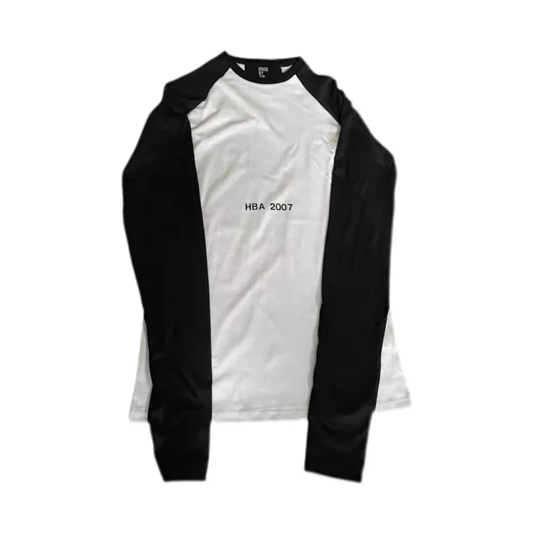 Hood By Air Black and White Color Block Long Sleeve Raglan T-Shirt