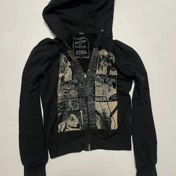 Hysteric Glamour x Destroy All Monsters Black Zip-Up Hooded Jacket