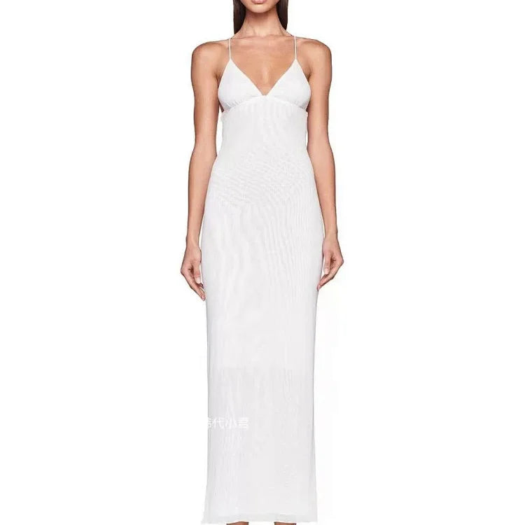 White I.AM.GIA Ellery Mesh Maxi Dress