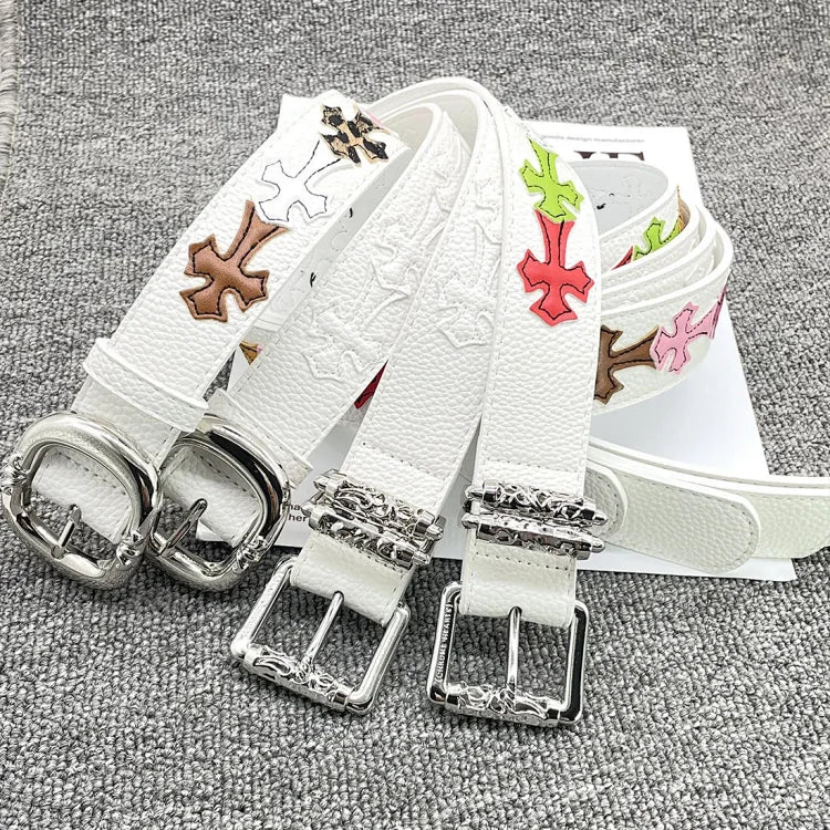 Chrome Hearts White Leather Belt