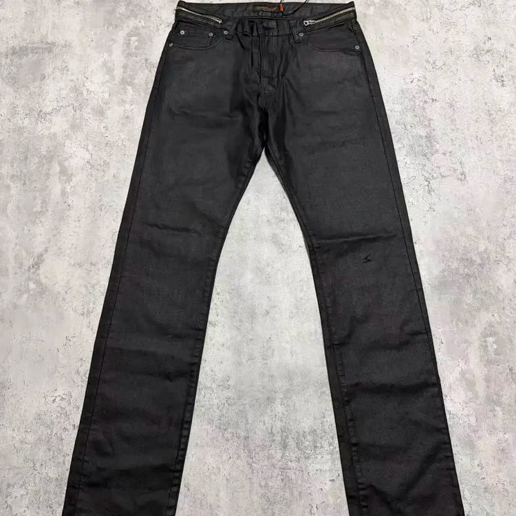 Undercover 07SS Black Waxed Zipper Jeans