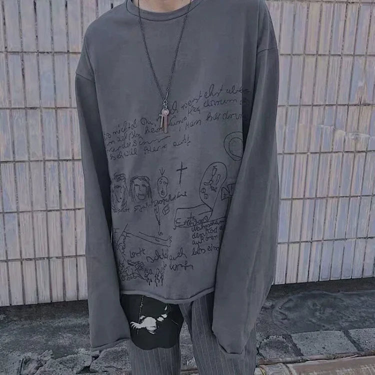 ERD Distressed Graffiti Long-Sleeve