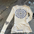 Chrome Hearts White Waffle Knit Long-Sleeve Thermal Shirt