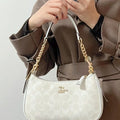 White and khaki Coach Teri shoulder bag