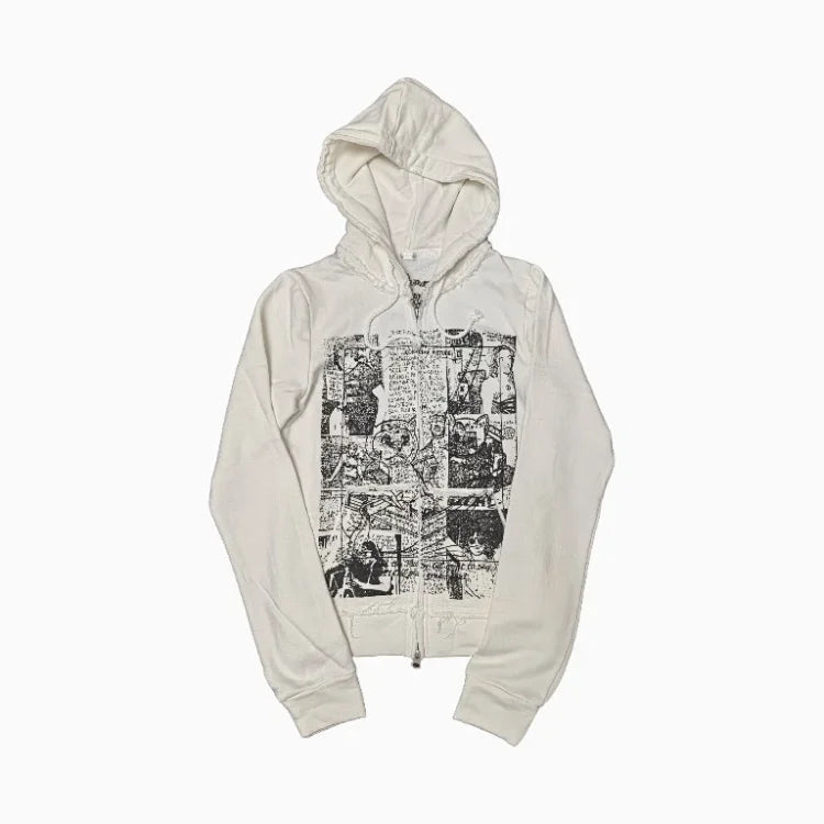 Hysteric Glamour brand white zip-up hoodie.