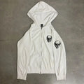 Number (N)ine's  Dream Baby Dream  collection white double skull print zip-up hoodie.