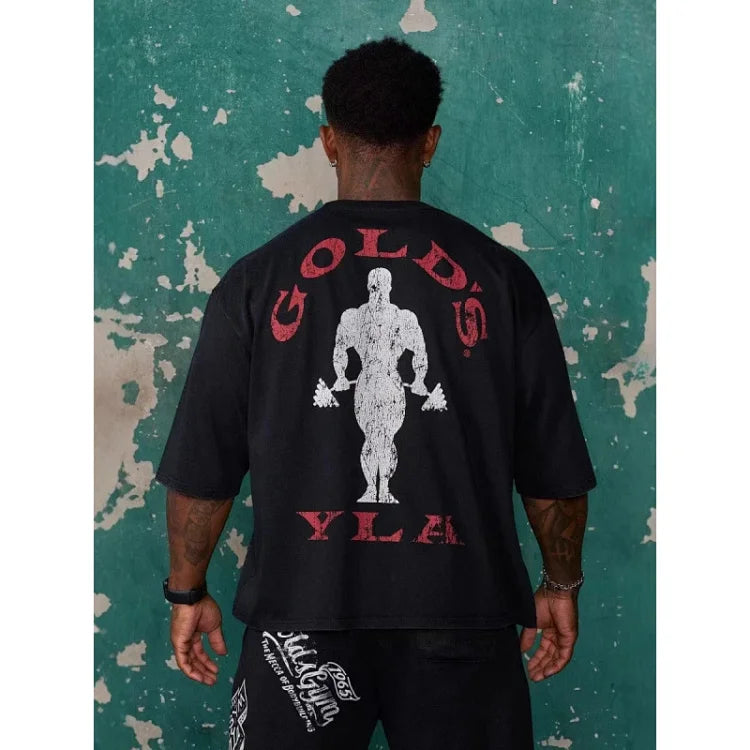 YoungLA x Gold's Gym collaboration: Black 4002 New Age Gym Short-Sleeve T-Shirt