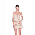 I.AM.GIA beige canvas Mason corset and matching mini skirt