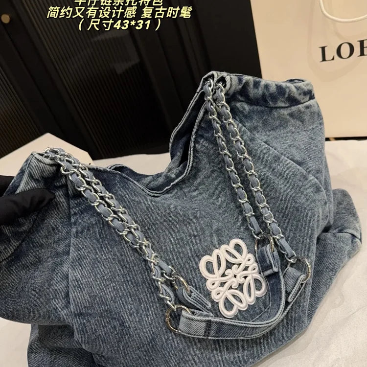 A denim tote bag from Loewe.