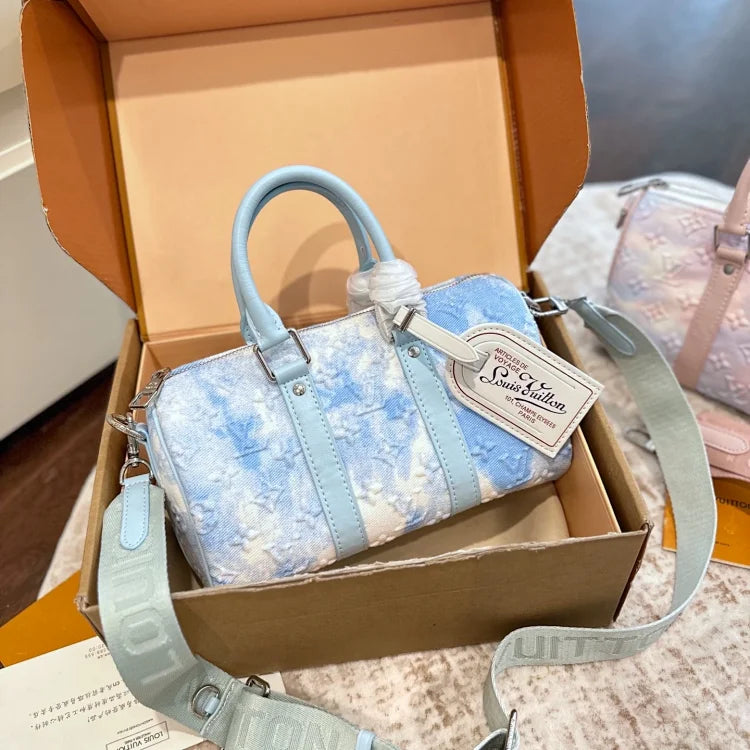 Louis Vuitton Monogram Aquagarden Keepall Bandouli¨¨re 25 Crystal Blue Travel Bag