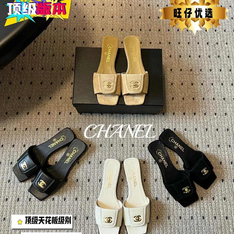 Chanel Suede Flip Flops