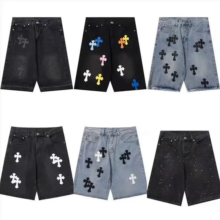 Light blue Chrome Hearts denim shorts
