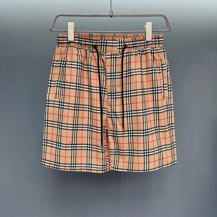 Burberry classic check print beige swim trunks