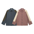 Acne Studios reddish-brown plaid color-blocked shirt