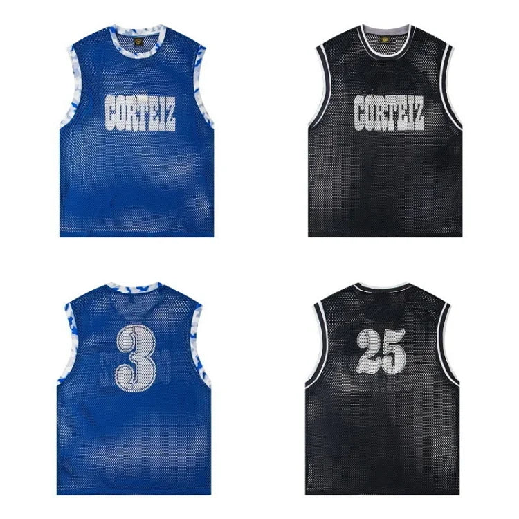 Corteiz blue mesh basketball jersey