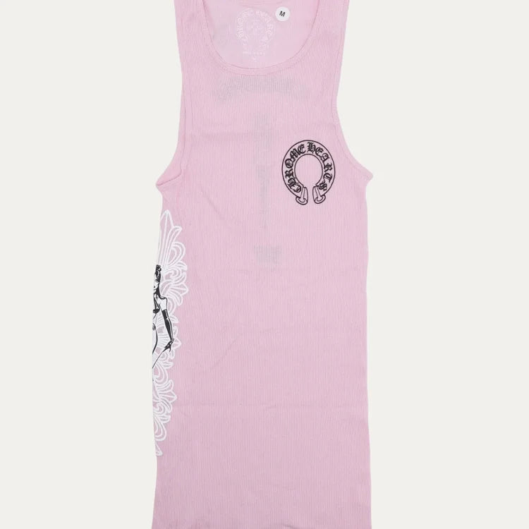 Chrome Hearts x Deadly Doll collaboration pink ribbed vest