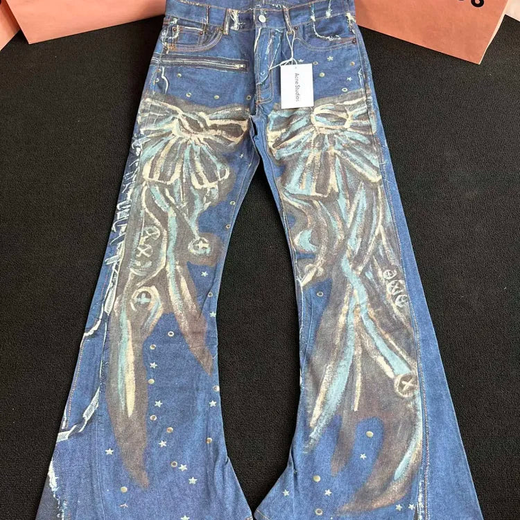 Acne Studios' 2024 Fall/Winter   Airbrush Bow   Women's Printed Flared Jeans