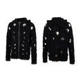 Thug Club Black Destroyed Knit Zip-Up Hoodie