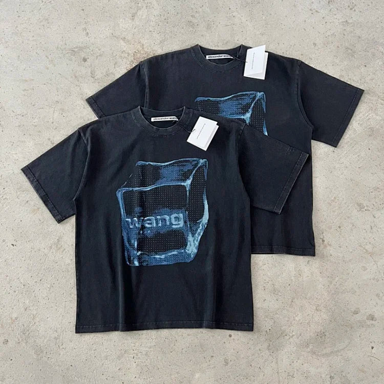 Alexander Wang black loose-fitting printed short-sleeved T-shirt