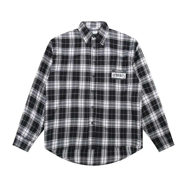 Vetements black and white checkered flannel shirt