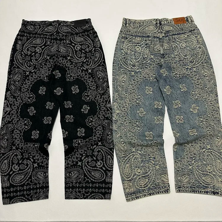Bandana Jacquard Baggy Jean