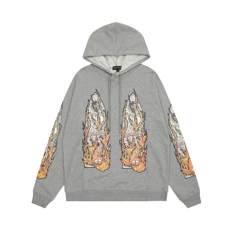 Who Decides War Grey Flame Glass Hoodie