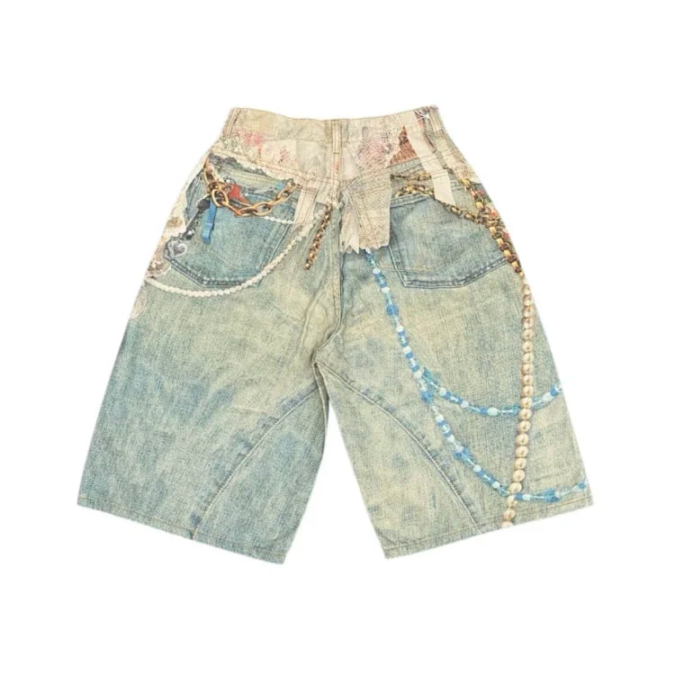 Acne Studios' Trompe-l'?il printed denim shorts
