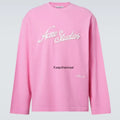 Acne Studios Pink Logo Embroidered Long-Sleeve Cotton Knit T-Shirt